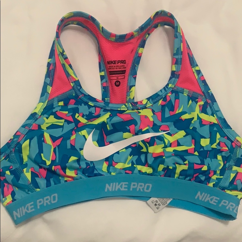 Neon multicolor girls medium sports bra